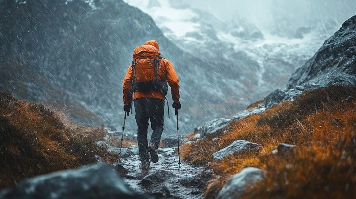 Beginner Hiking Mistakes to Avoid on Trail 6 Hiker caught in rainstorm without gear — one of the most dangerous beginner hiking mistakes