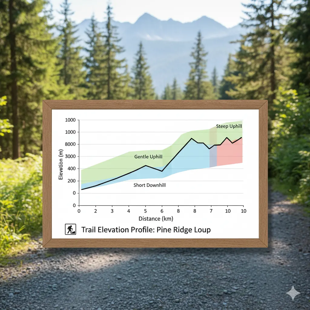 How Long Should a Hike Be for Beginners? Distance & Time Guide 5 Trail elevation profile graph showing gentle uphill and downhill sections over distance