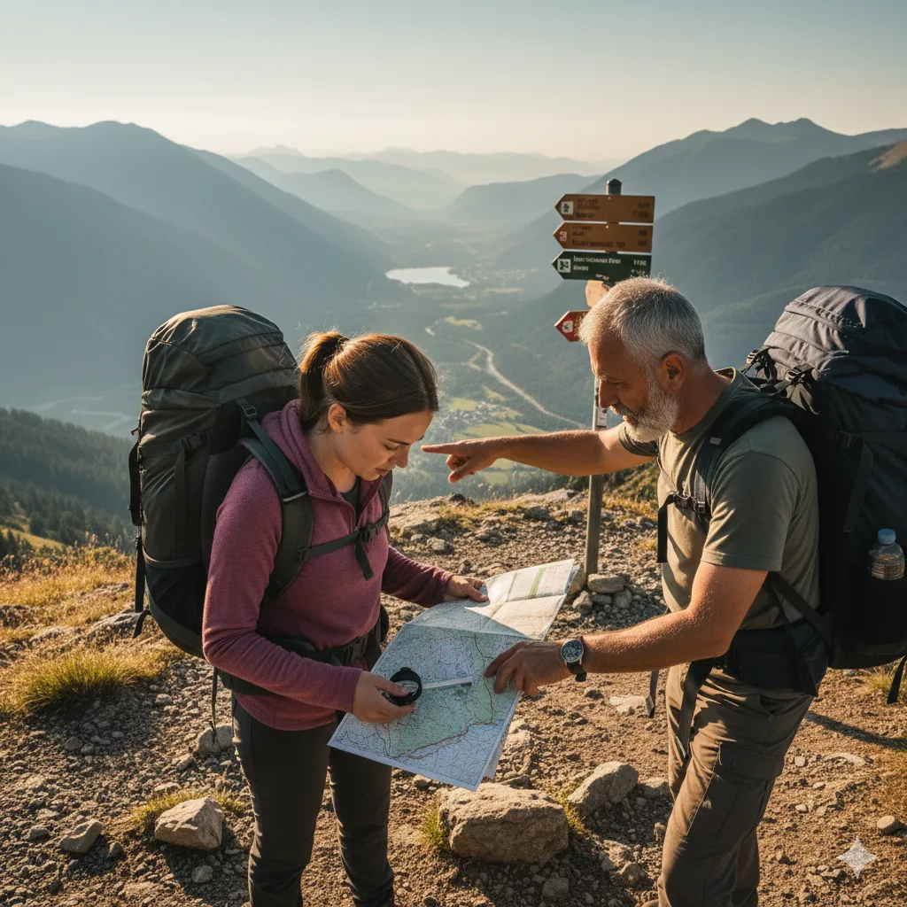 Trekking Safety Tips: Stay Safe Outdoors 6 Trekker using map and compass for safe navigation on multi-day trek