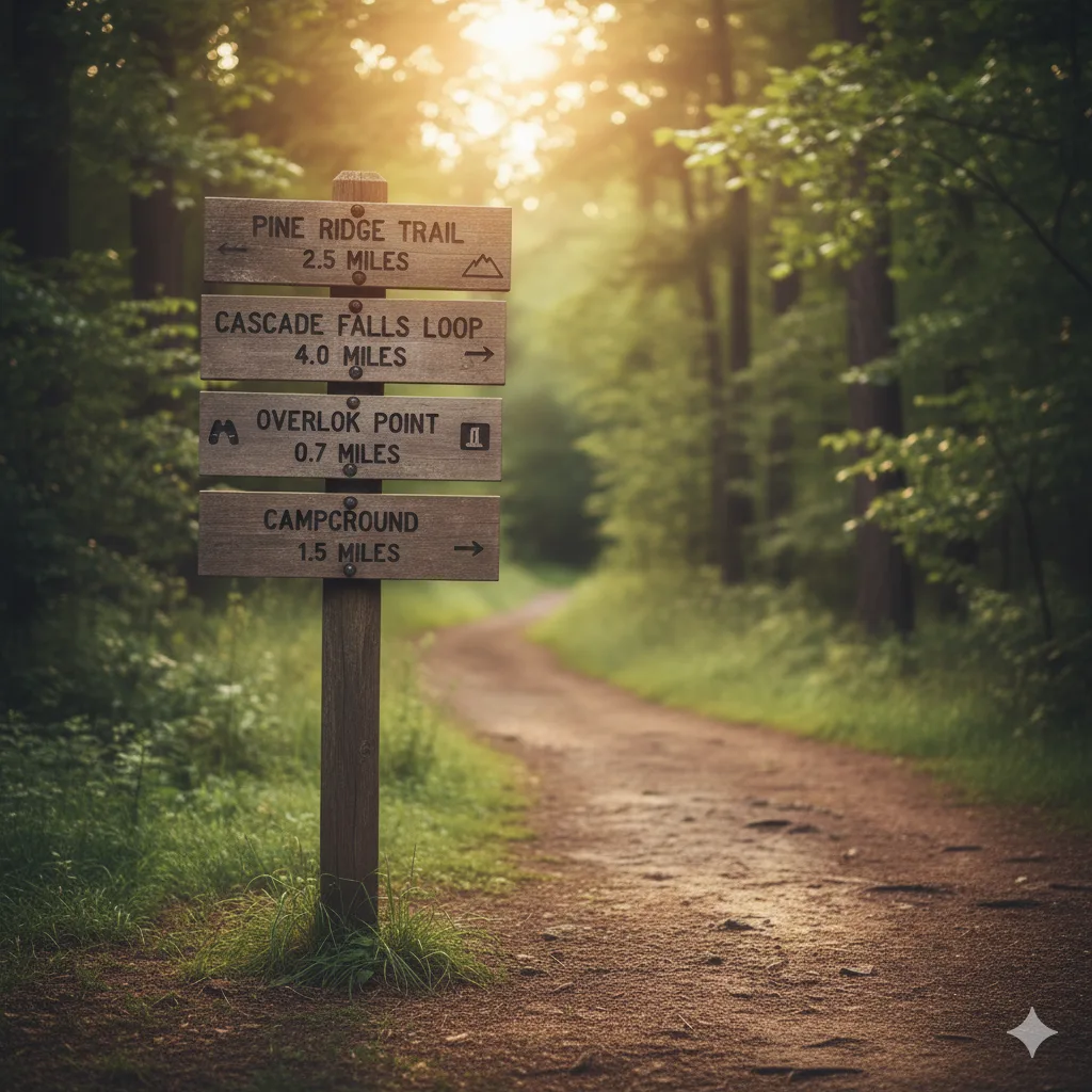 Hiking Trail Signs and Symbols Meaning – Blazes, Colors and Warnings 4 Hiking trail signs and symbols with directional arrows and distances