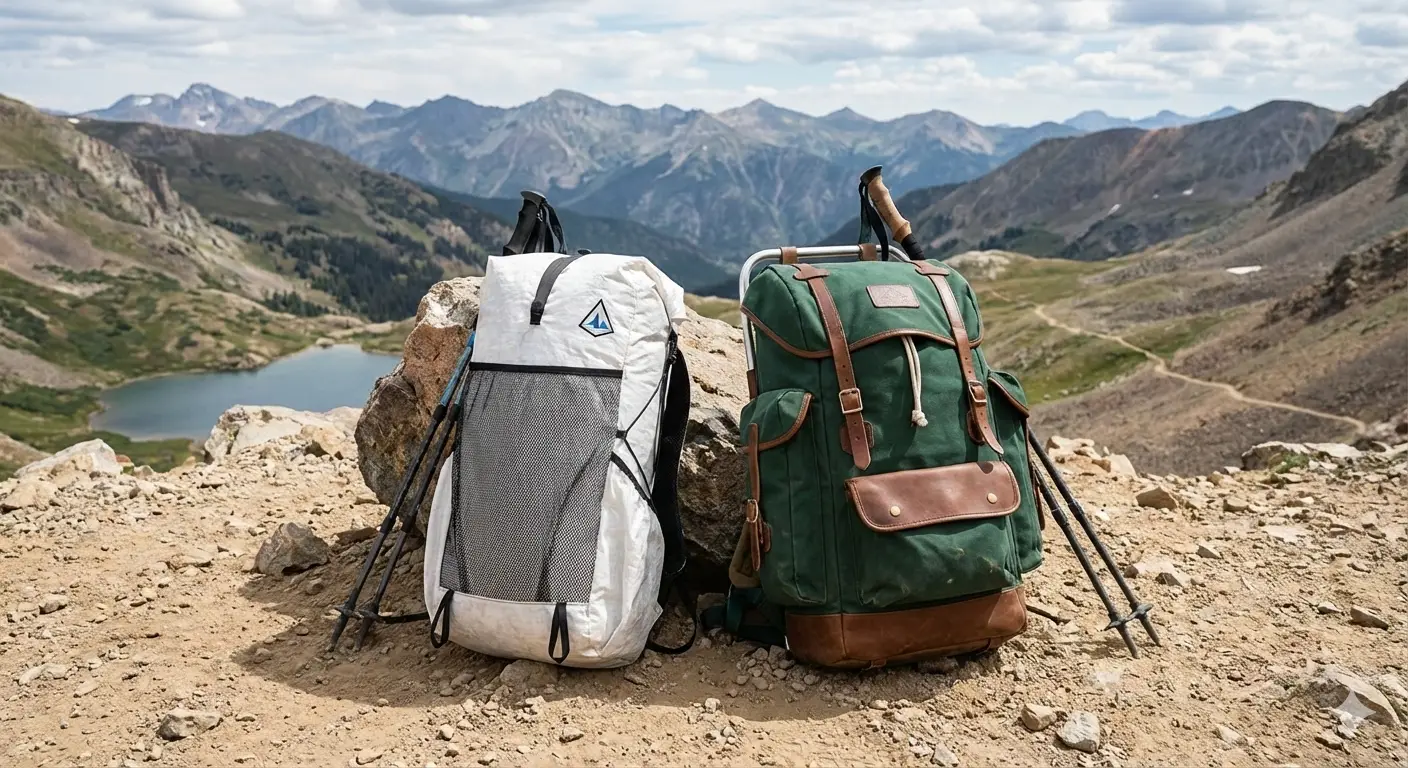 Lightweight Hiking Tips: Reduce Pack Weight Safely 7 Comparison showing lightweight and traditional backpacks side by side to illustrate pack weight differences